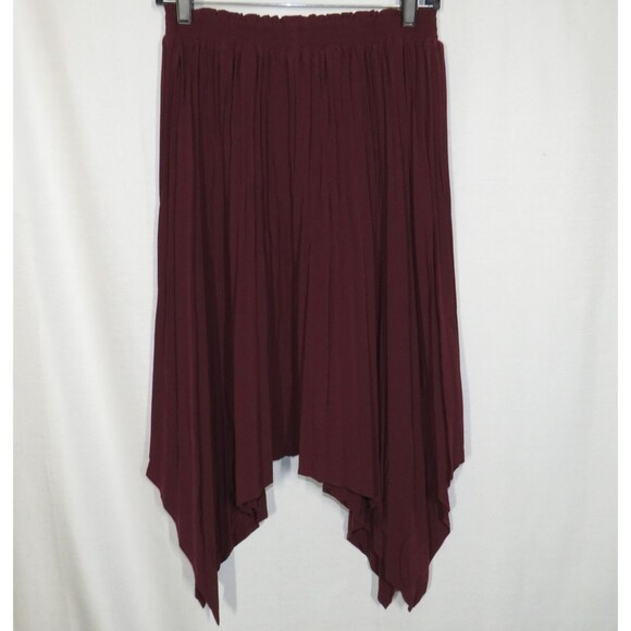 Halara Burgundy Lightweight Pleated Flowy Handkerchief Hem Skirt Size XS - Picture 5 of 7